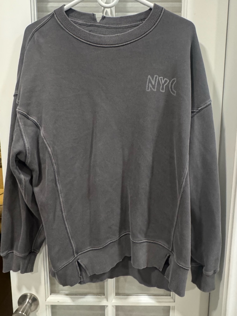 aerie Gray Crewneck Sweater with White Statue Graphic - Picture 2 of 3